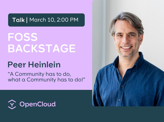 Peer Heinlein, CEO of OpenCloud, gives a talk at FOSS Backstage 2025.