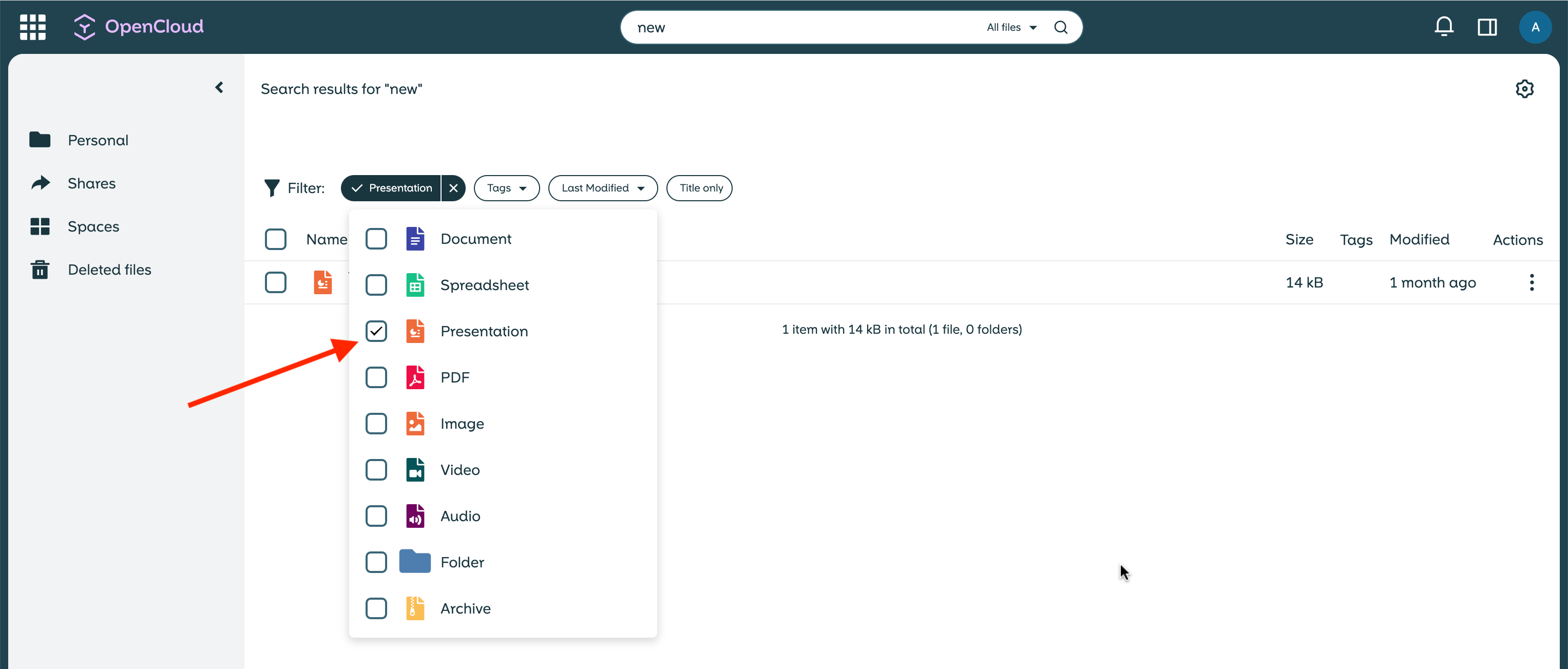 OpenCloud Filter Type