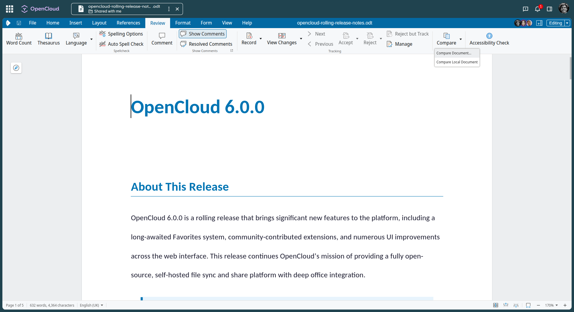 Collabora Document comparison