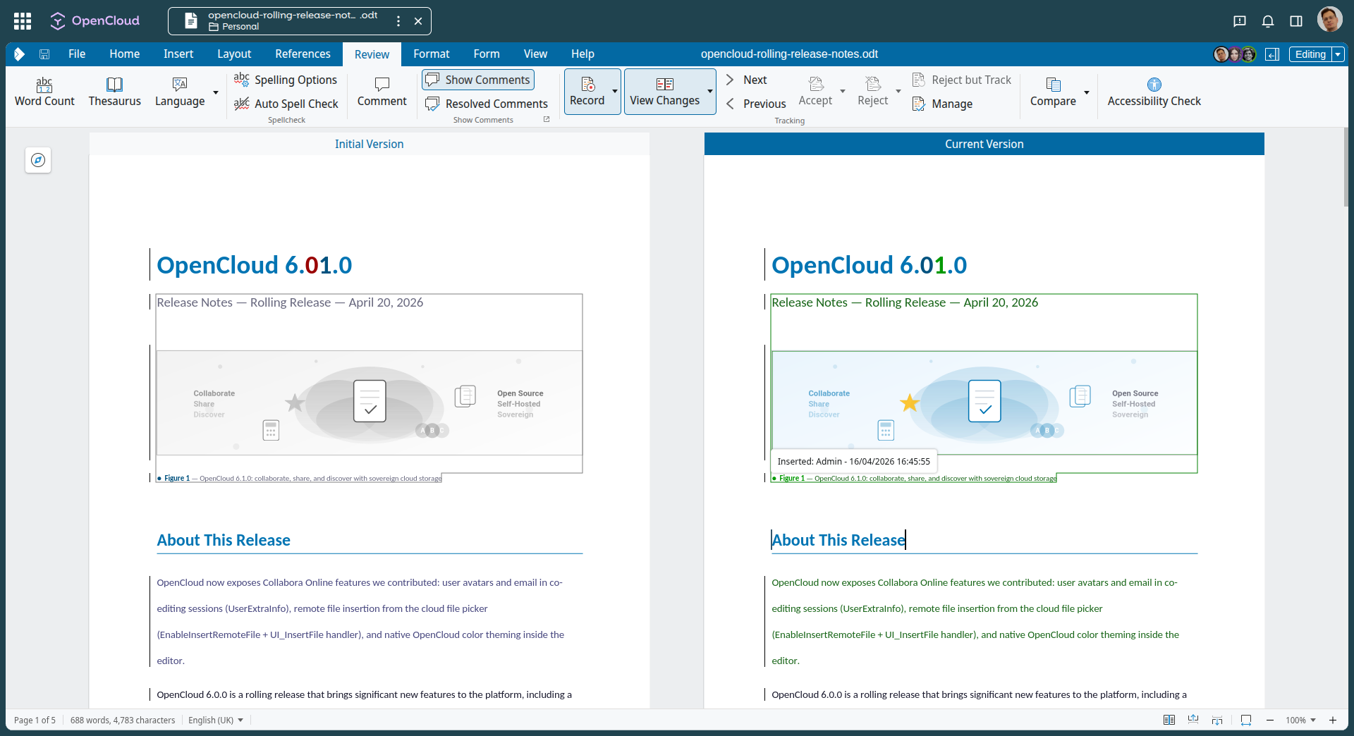 Collabora Document comparison